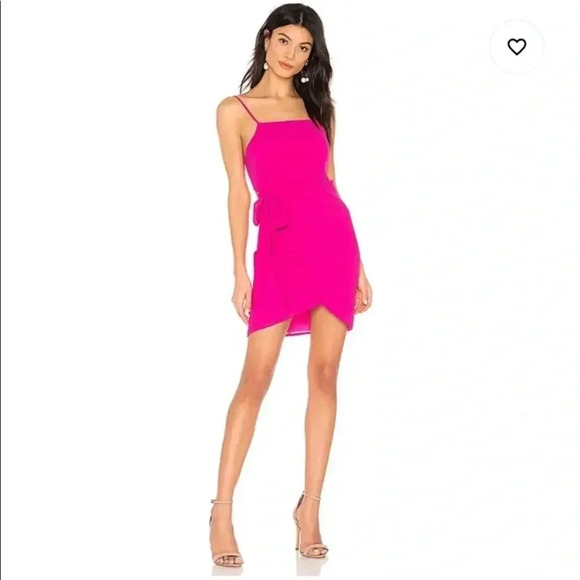 25. Superdown Revolve Hot Pink Wrap Mini Dress - Picture 1 of 3